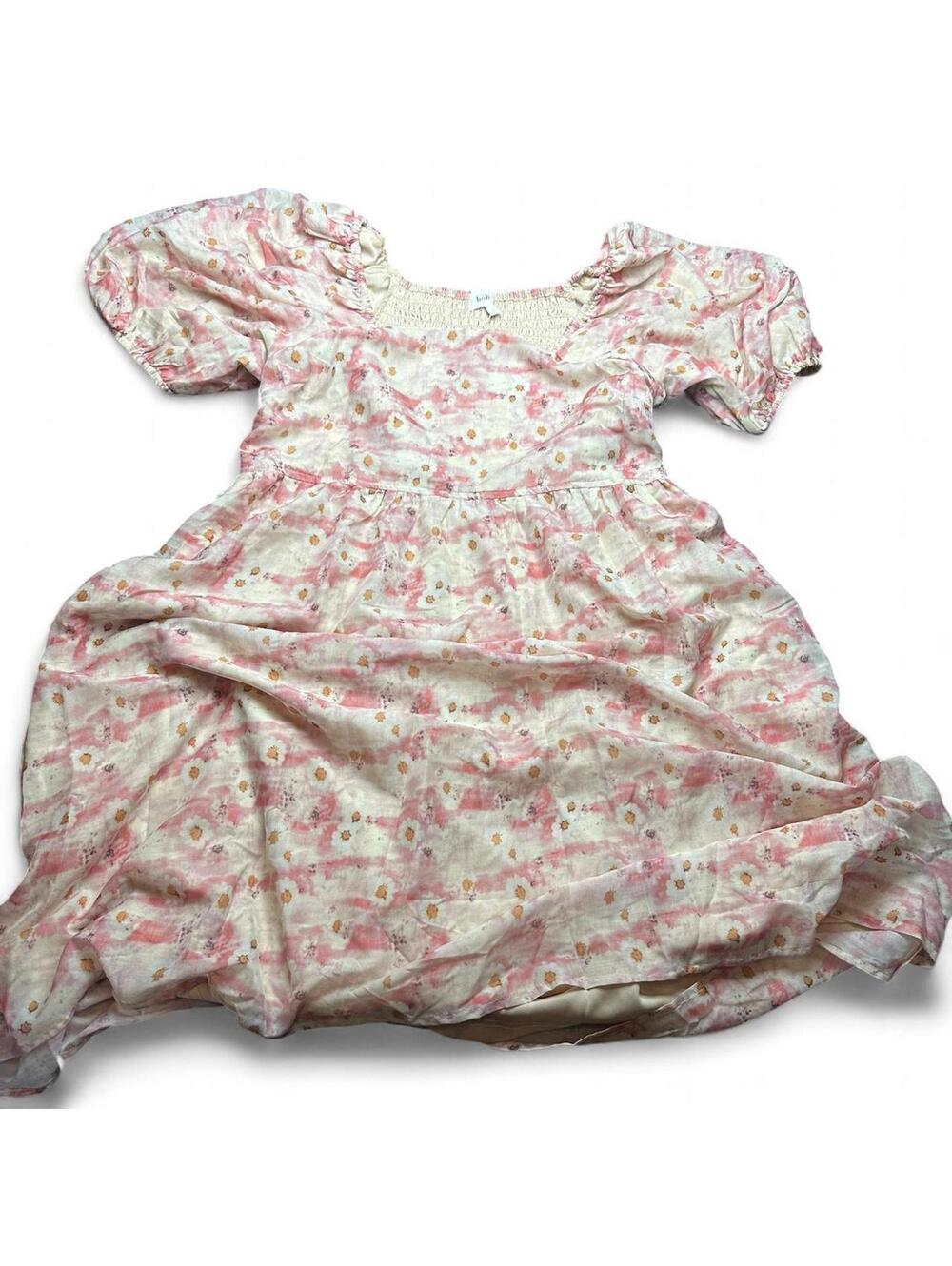 Bohme Floral Smocked Puff Sleeve Midi Dress NWT